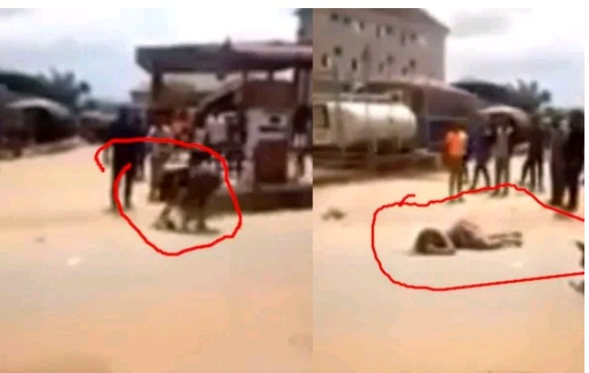 Lady allegedly runs mad after alighting from G-Wagon in Anambra state (video)