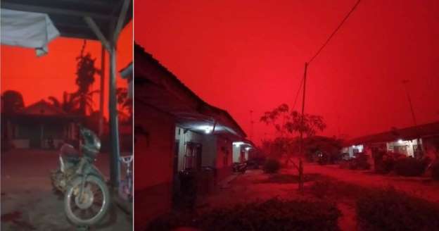 (VIDEOS)Sky In Indonesia Turns Red
